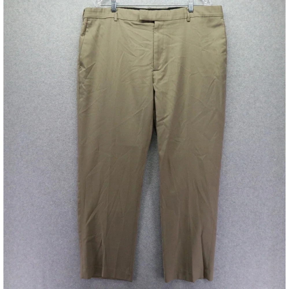 Perry Ellis Portfolio Pants Mens 40x30 Dress Suit Business Formal Flat Front Tan